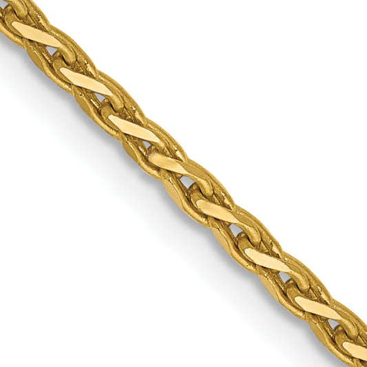 14K Yellow Gold 30 Inch 1.9mm Diamond-Cut Parisian Wheat With Lobster Clasp Chain Necklace