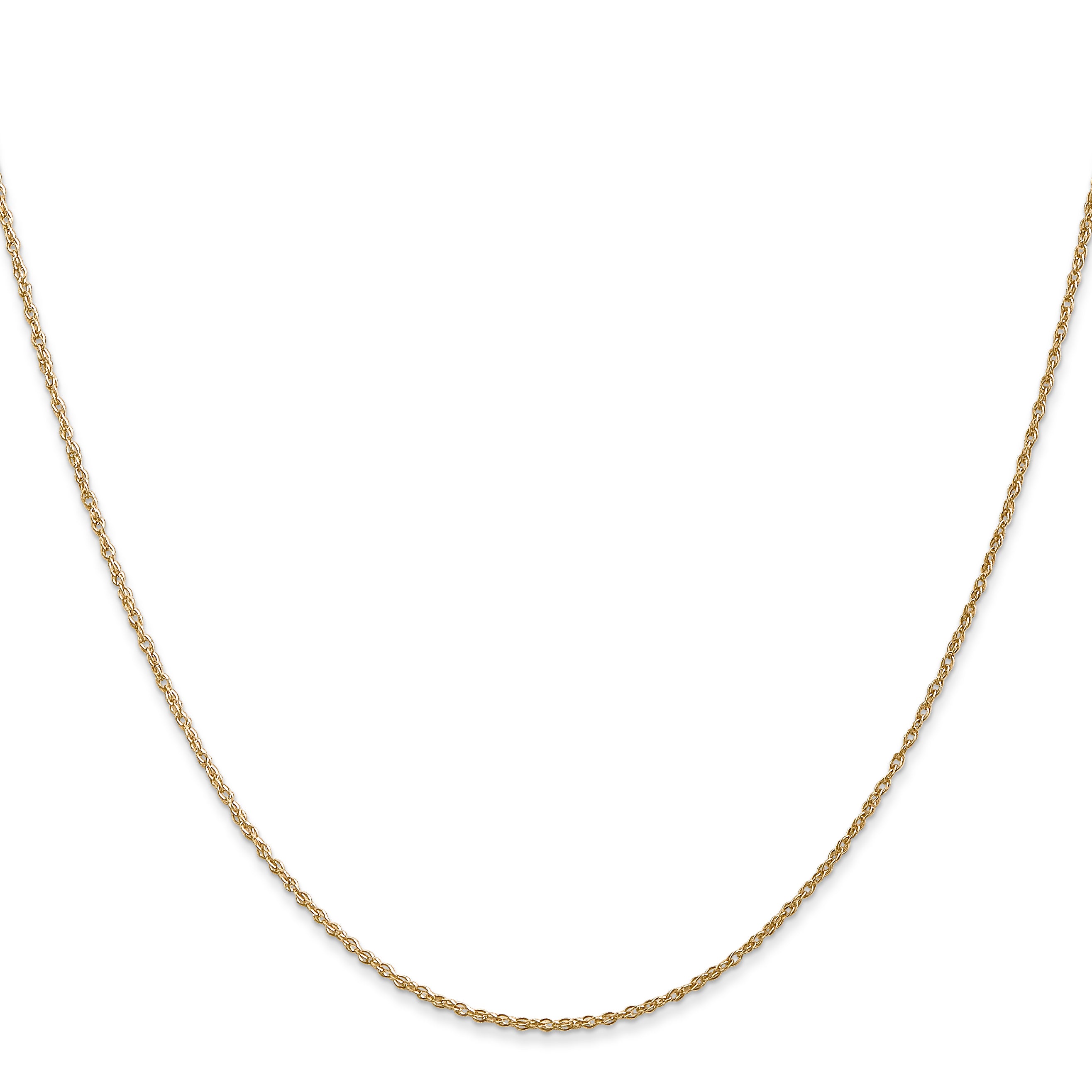 14K Yellow Gold 14 Inch .8mm Light Baby Rope With Spring Ring Clasp Chain