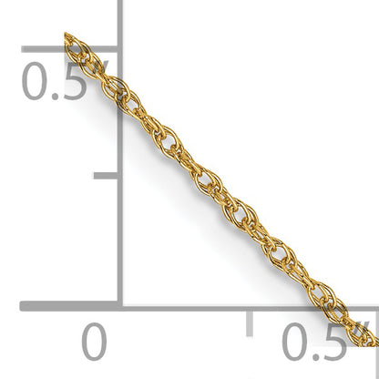 14K Yellow Gold 14 Inch .8mm Light Baby Rope With Spring Ring Clasp Chain