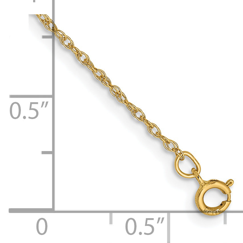 14K Yellow Gold 7 Inch .8mm Light Baby Rope With Spring Ring Clasp Chain