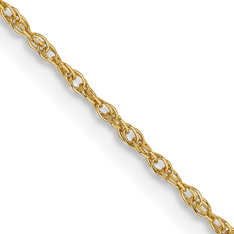 14K Yellow Gold 14 Inch .8mm Light Baby Rope With Spring Ring Clasp Chain