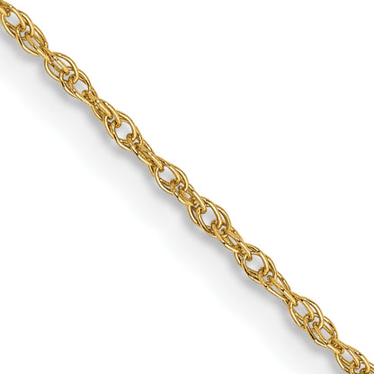 14K Yellow Gold 14 Inch .8mm Light Baby Rope With Spring Ring Clasp Chain