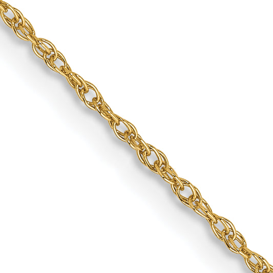 14K Yellow Gold 14 Inch .8mm Light Baby Rope With Spring Ring Clasp Chain