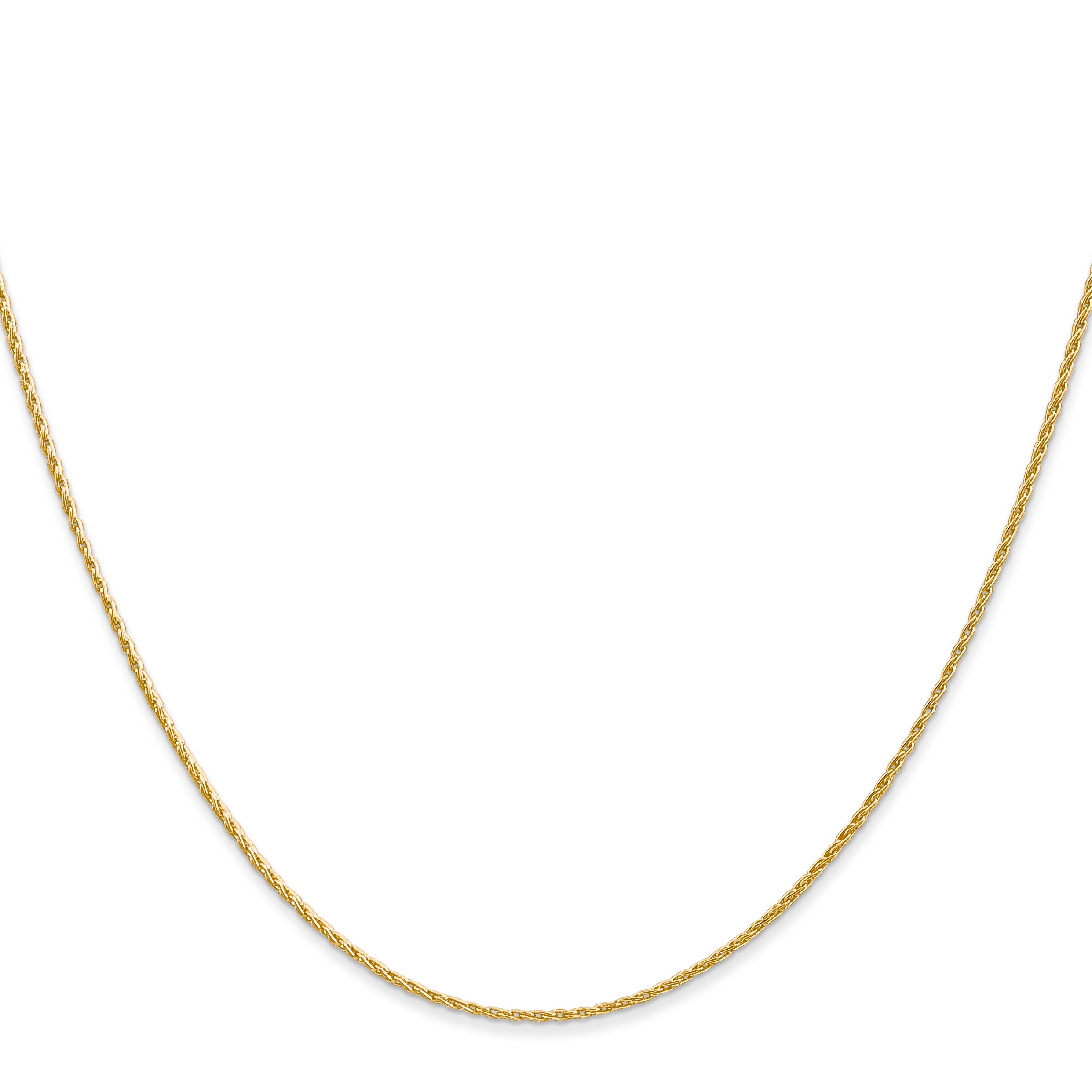 14K Yellow Gold 20 Inch 1mm Round Parisian Wheat With Lobster Clasp Chain Necklace