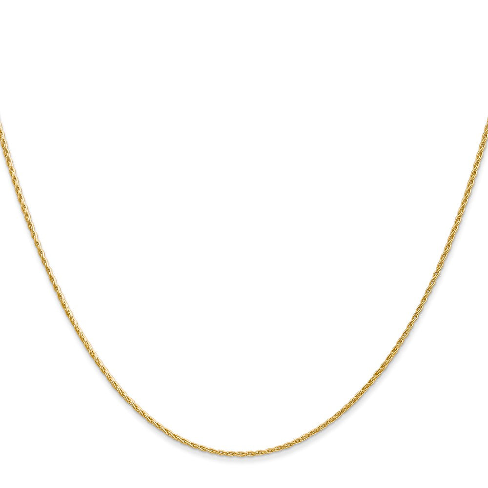 14K Yellow Gold 1mm Round Parisian Wheat With Lobster Clasp Chain Necklace