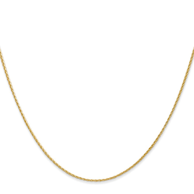 14K Yellow Gold 1mm Round Parisian Wheat With Lobster Clasp Chain Necklace