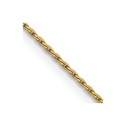 14K Yellow Gold 1mm Round Parisian Wheat With Lobster Clasp Chain Necklace