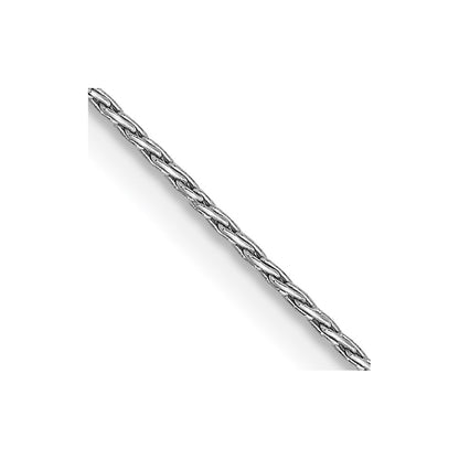 14K White Gold .7mm Round Parisian Wheat With Lobster Clasp Chain Necklace