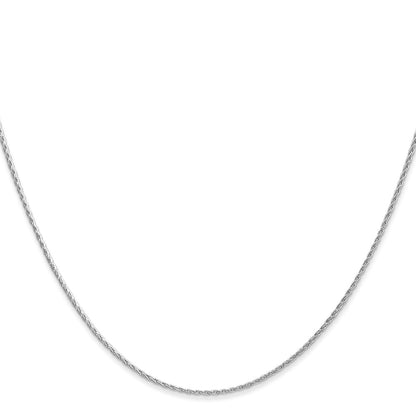 14K White Gold 1mm Round Parisian Wheat With Lobster Clasp Chain Necklace