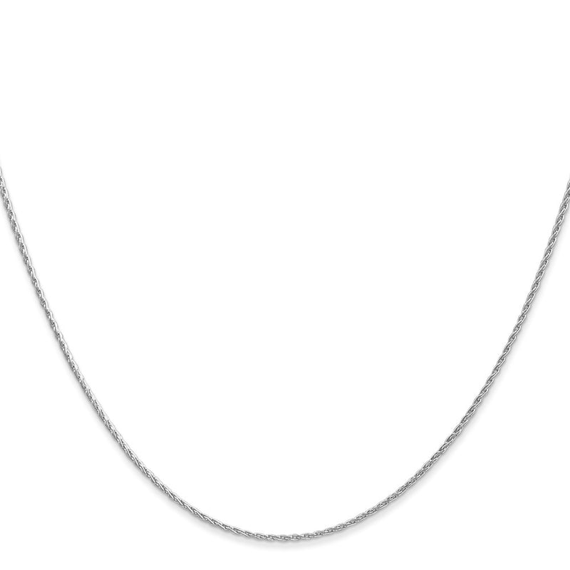14K White Gold 1mm Round Parisian Wheat With Lobster Clasp Chain Necklace
