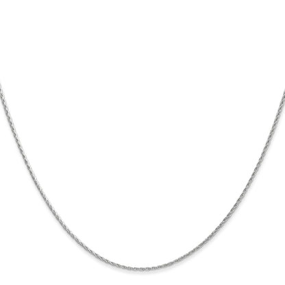14K White Gold 24 Inch 1mm Round Parisian Wheat With Lobster Clasp Chain Necklace