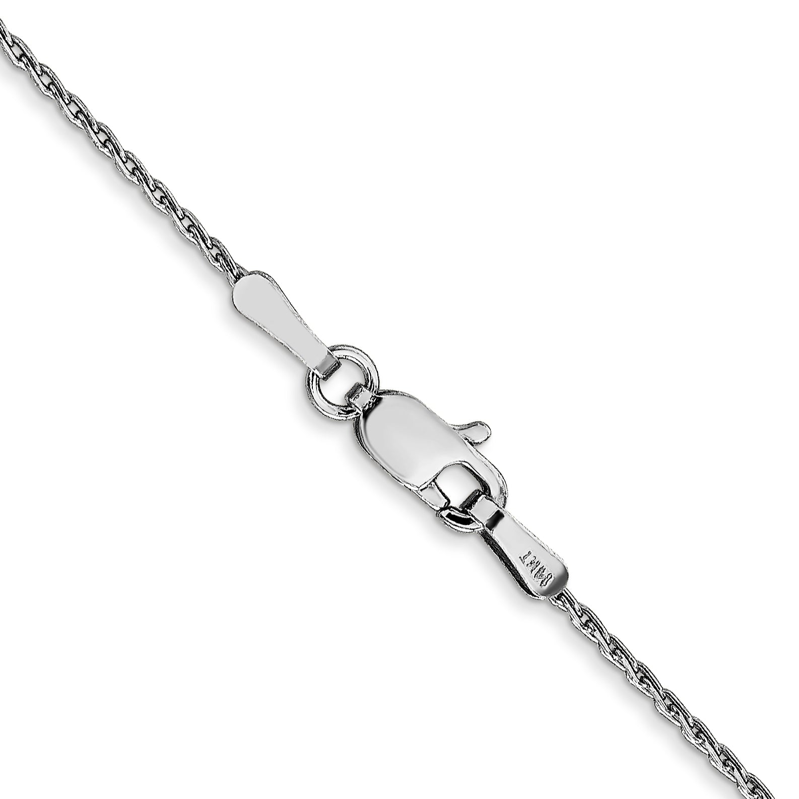 14K White Gold 18 Inch 1mm Round Parisian Wheat With Lobster Clasp Chain Necklace