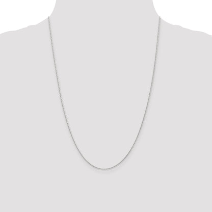 14K White Gold 24 Inch 1mm Round Parisian Wheat With Lobster Clasp Chain Necklace