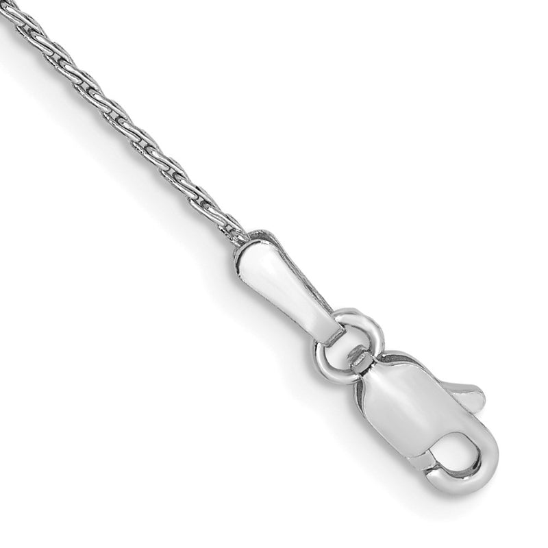 14K White Gold 1mm Round Parisian Wheat With Lobster Clasp Chain Bracelet