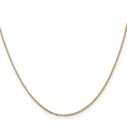 14K Yellow Gold 1.15mm Rolo With Lobster Clasp Pendant Chain Necklace