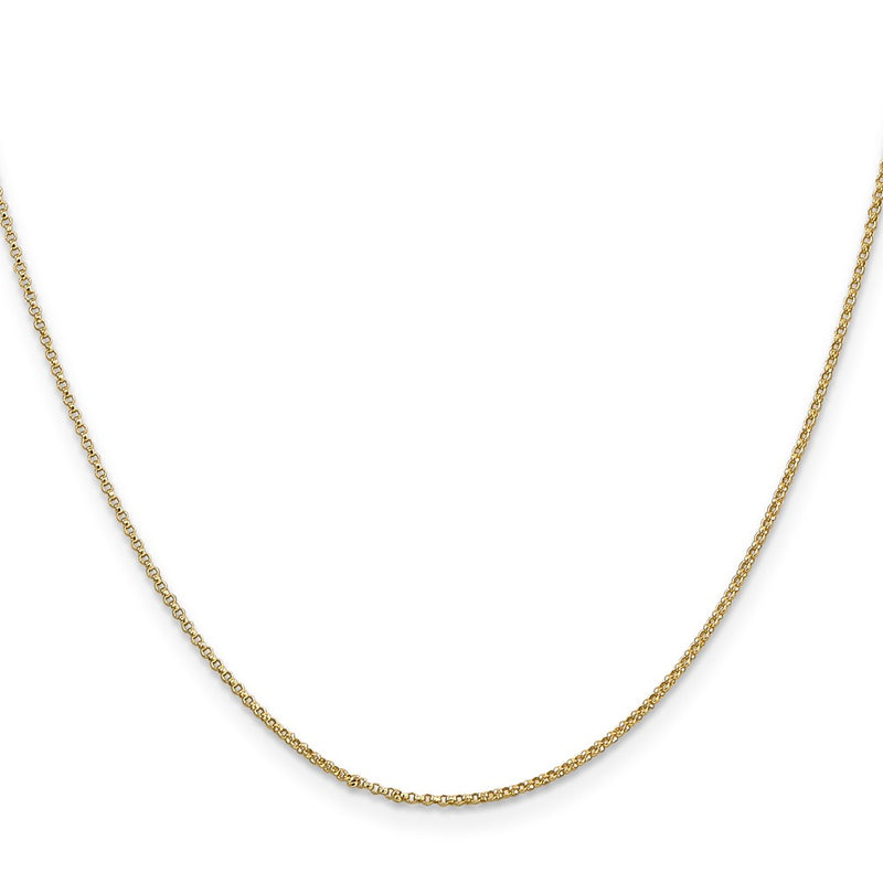 14K Yellow Gold 1.15mm Rolo With Lobster Clasp Pendant Chain Necklace