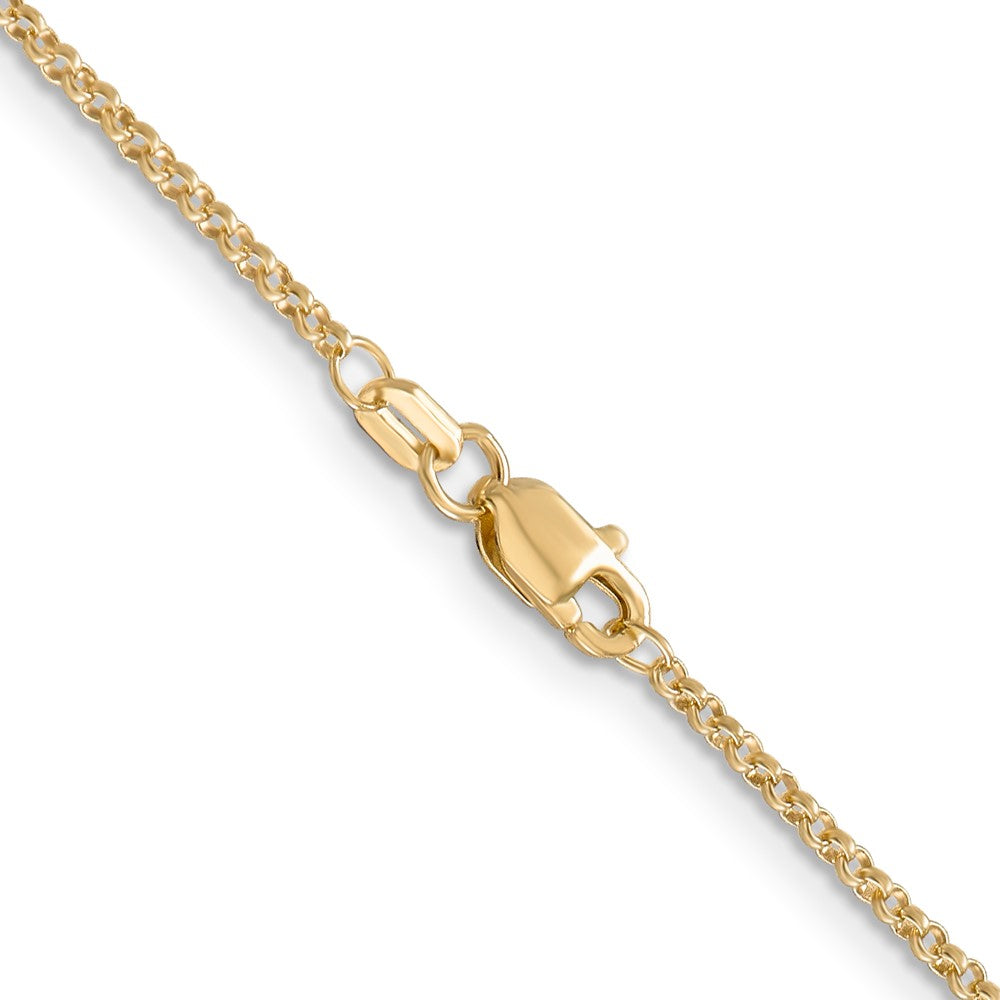 14K Yellow Gold 1.55mm Rolo With Lobster Clasp Pendant Chain Necklace