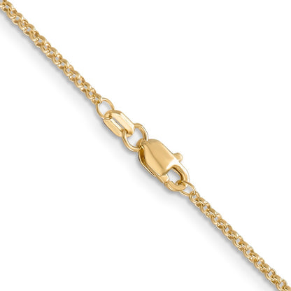 14K Yellow Gold 1.55mm Rolo With Lobster Clasp Pendant Chain Necklace