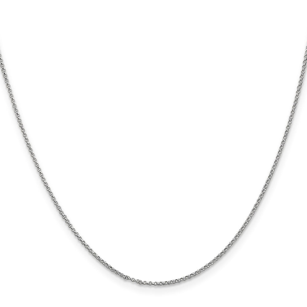14K White Gold 1.15mm Rolo With Lobster Clasp Pendant Chain Necklace