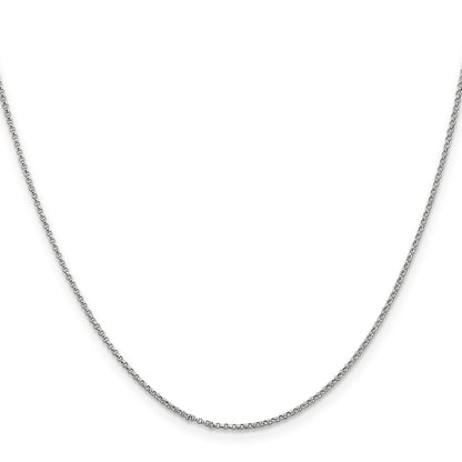 14K White Gold 1.15mm Rolo With Lobster Clasp Pendant Chain Necklace