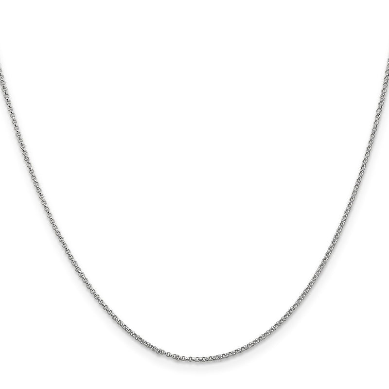14K White Gold 1.15mm Rolo With Lobster Clasp Pendant Chain Necklace