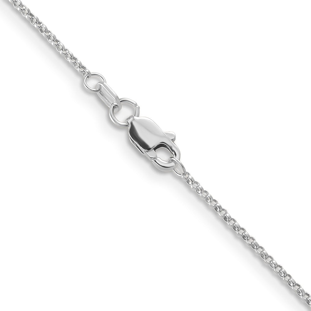 14K White Gold 1.15mm Rolo With Lobster Clasp Pendant Chain Necklace