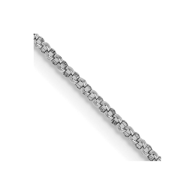 14K White Gold 1.15mm Rolo With Lobster Clasp Pendant Chain Necklace