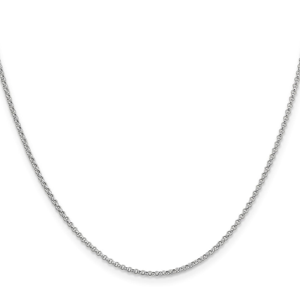14K White Gold 1.55mm Rolo With Lobster Clasp Pendant Chain Necklace