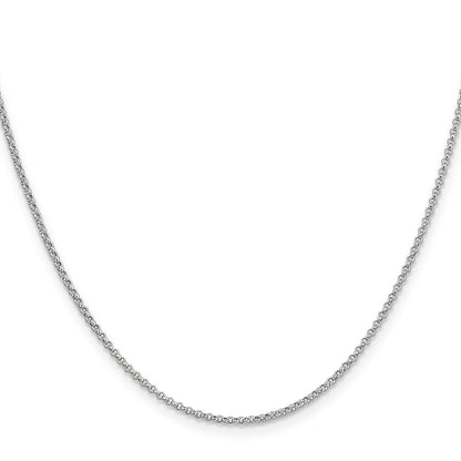 14K White Gold 1.55mm Rolo With Lobster Clasp Pendant Chain Necklace