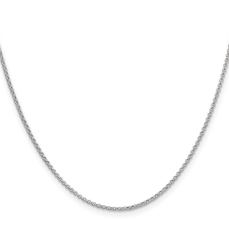 14K White Gold 1.55mm Rolo With Lobster Clasp Pendant Chain Necklace