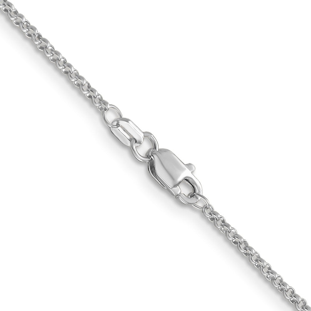 14K White Gold 1.55mm Rolo With Lobster Clasp Pendant Chain Necklace