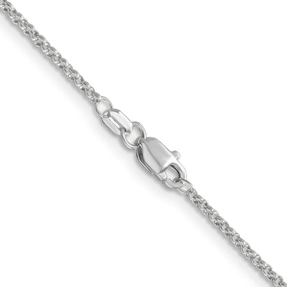 14K White Gold 1.55mm Rolo With Lobster Clasp Pendant Chain Necklace