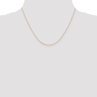 14K Rose Gold .5mm Baby Rope With Spring Ring Clasp Chain Necklace