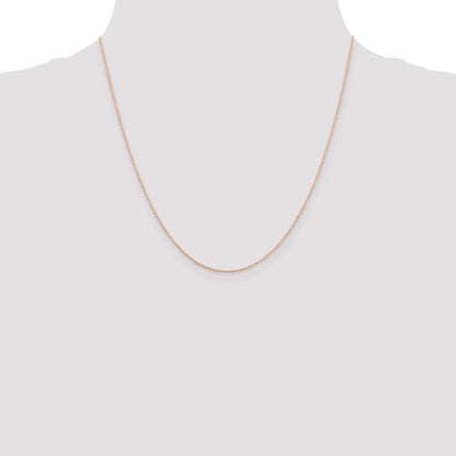 14K Rose Gold 20 Inch .5mm Baby Rope With Spring Ring Clasp Chain