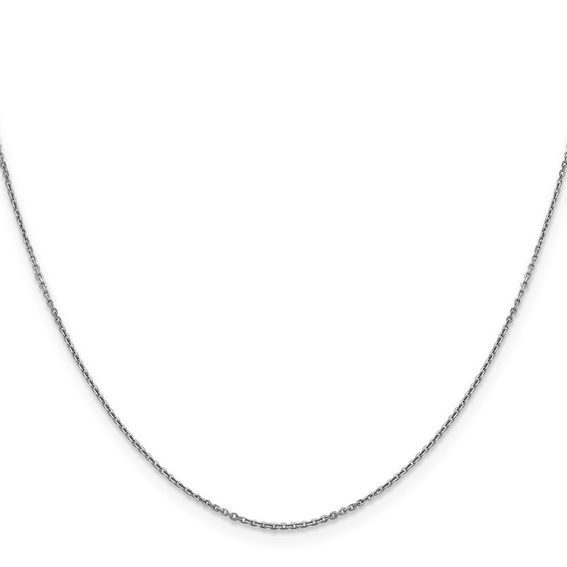 14K White Gold 22 Inch .9mm Diamond-Cut Round Open Link Cable With Lobster Clasp Chain Necklace