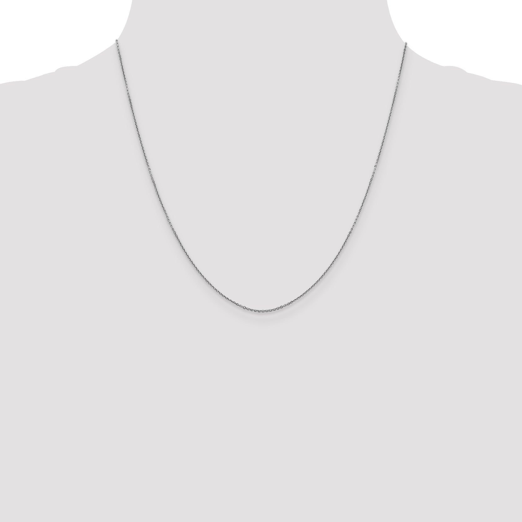 14K White Gold 20 Inch .9mm Diamond-Cut Round Open Link Cable With Lobster Clasp Chain