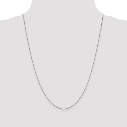 14K White Gold 24 Inch .9mm Diamond-Cut Round Open Link Cable With Lobster Clasp Chain