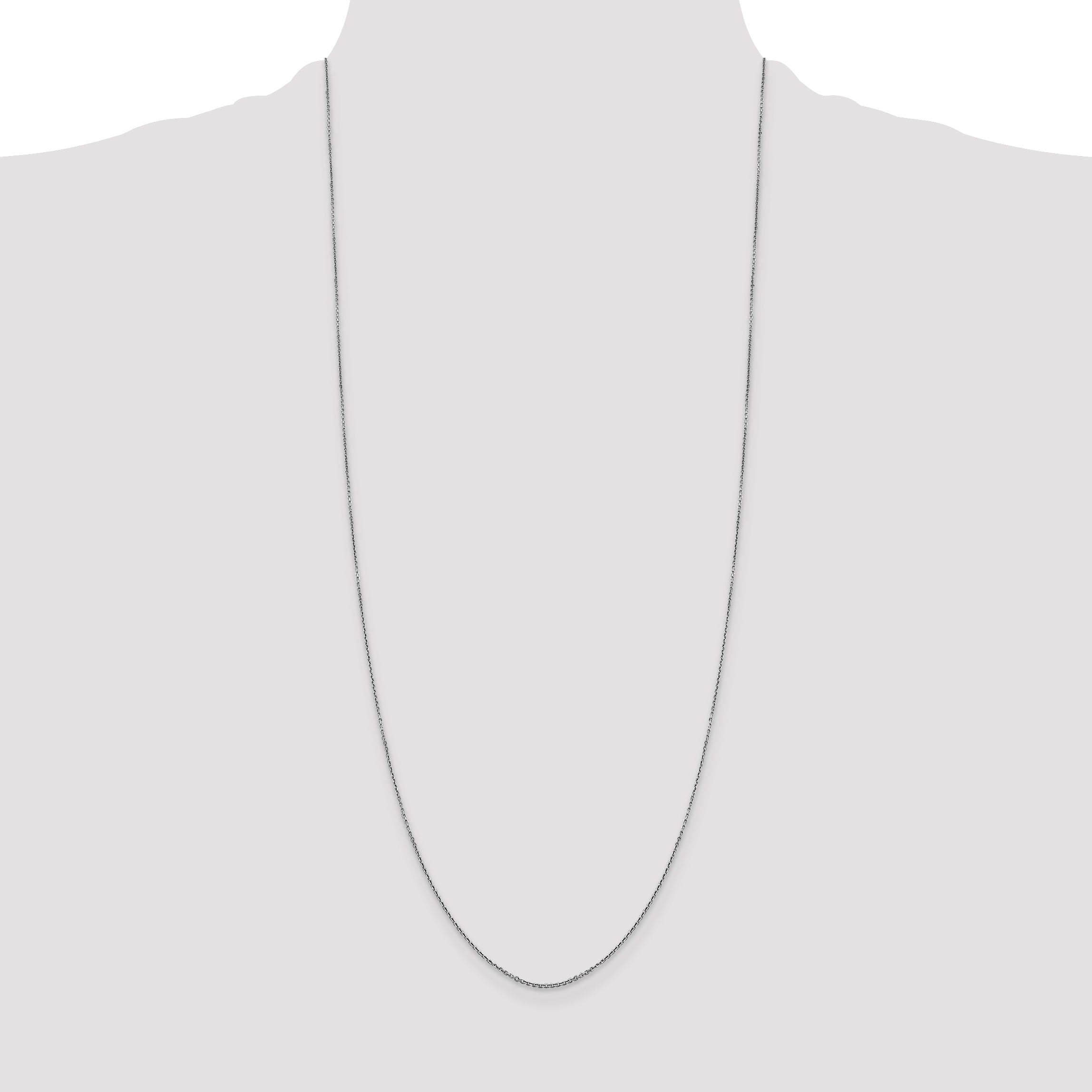 14K White Gold 30 Inch .9mm Diamond-Cut Round Open Link Cable With Lobster Clasp Chain