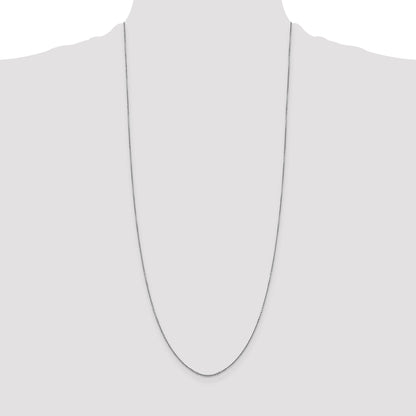 14K White Gold 30 Inch .9mm Diamond-Cut Round Open Link Cable With Lobster Clasp Chain