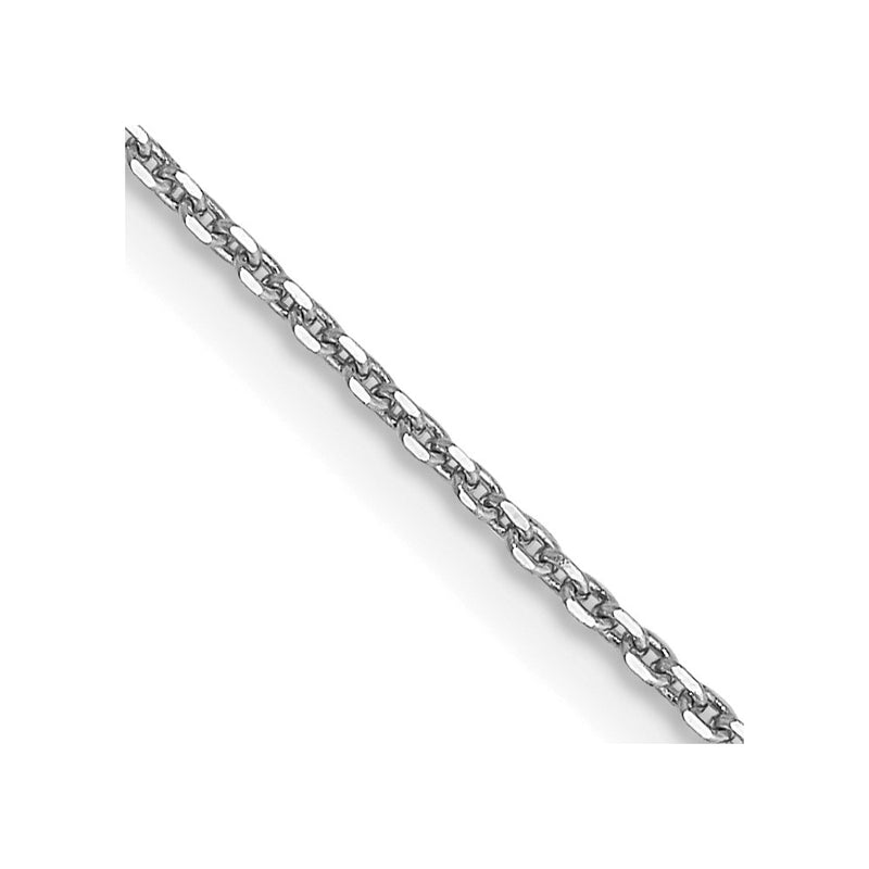 14K White Gold 22 Inch .9mm Diamond-Cut Round Open Link Cable With Lobster Clasp Chain Necklace
