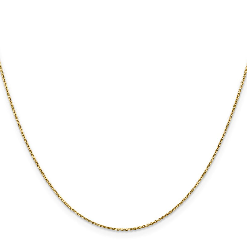 14K Yellow Gold 24 Inch .9mm Diamond-Cut Round Open Link Cable With Lobster Clasp Chain Necklace