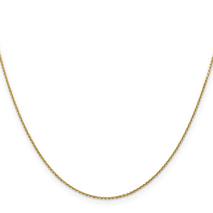 14K Yellow Gold 18 Inch .9mm Diamond-Cut Round Open Link Cable With Lobster Clasp Chain
