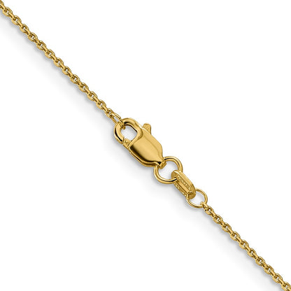 14K Yellow Gold .9mm Diamond-Cut Round Open Link Cable With Lobster Clasp Chain Necklace