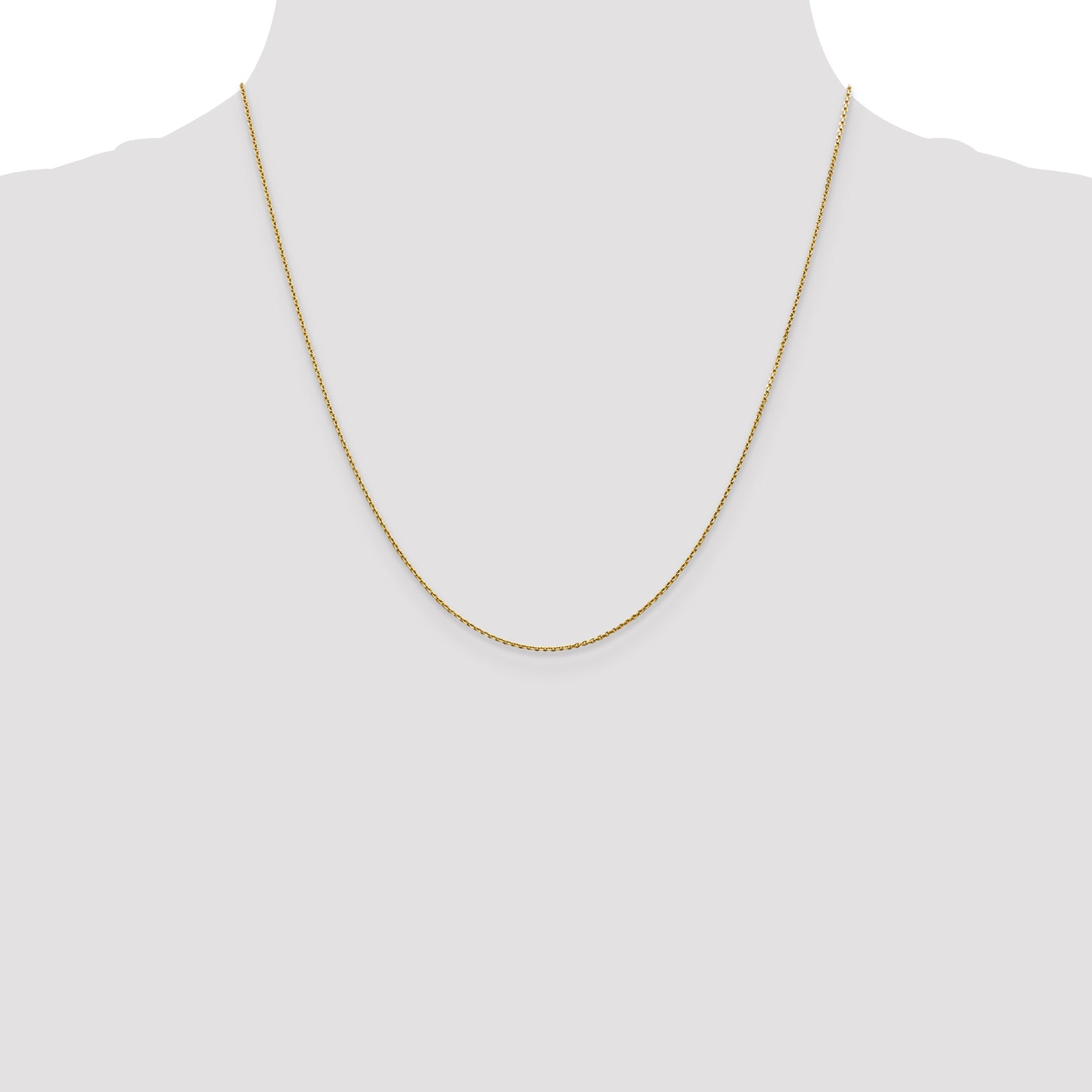 14K Yellow Gold 20 Inch .9mm Diamond-Cut Round Open Link Cable With Lobster Clasp Chain