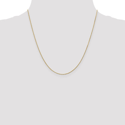 14K Yellow Gold 20 Inch .9mm Diamond-Cut Round Open Link Cable With Lobster Clasp Chain