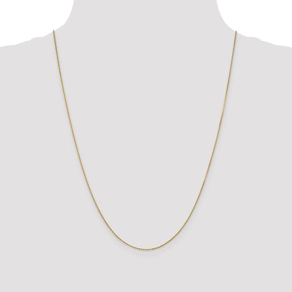 14K Yellow Gold 24 Inch .9mm Diamond-Cut Round Open Link Cable With Lobster Clasp Chain