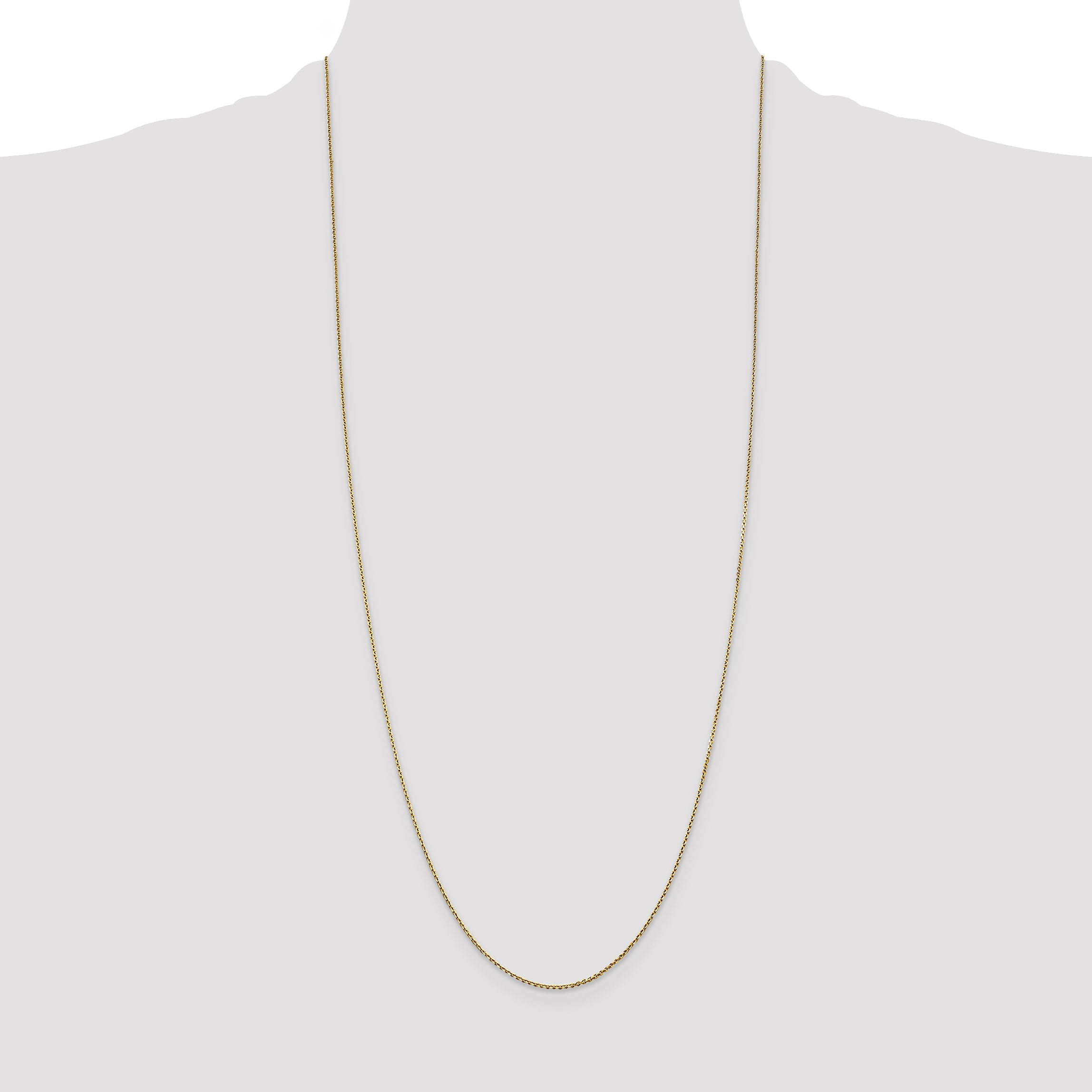 14K Yellow Gold 30 Inch .9mm Diamond-Cut Round Open Link Cable With Lobster Clasp Chain