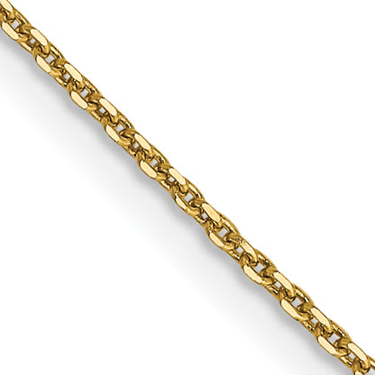 14K Yellow Gold 20 Inch .9mm Diamond-Cut Round Open Link Cable With Lobster Clasp Chain