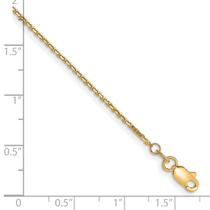 14K Yellow Gold 1.2mm D/C Cable Chain Anklet