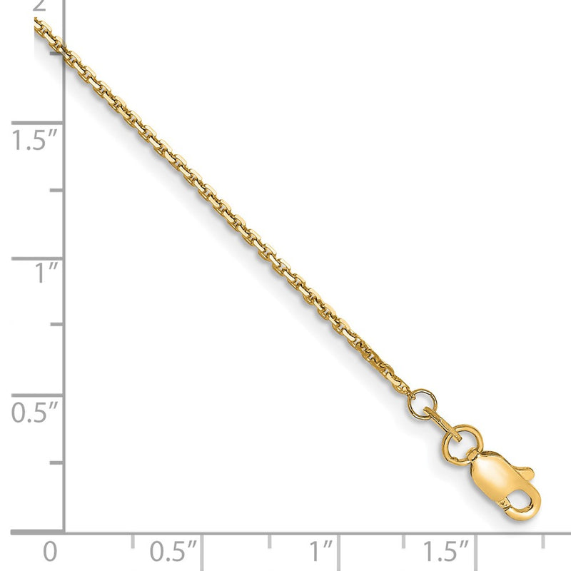 14K Yellow Gold 1.2mm D/C Cable Chain Anklet